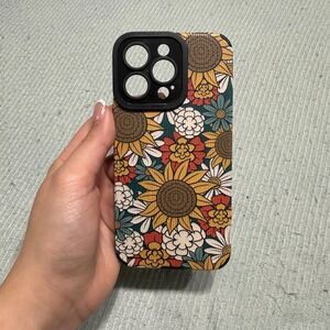 Black Sunflower Floral Fall iPhone 13 Pro Phone Case